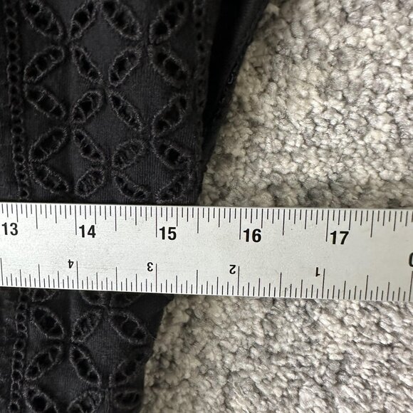 Free People Dress Womens Large Black Eyelet Lace V Neck Mini Lined Boho Fitted - Picture 2 of 7